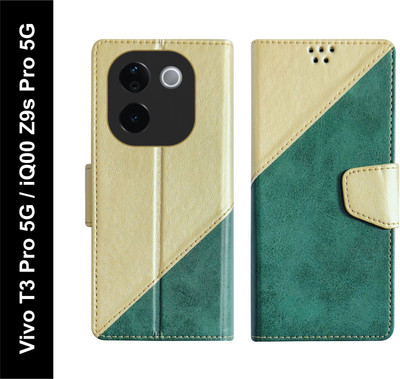 SBMS Flip Cover for Vivo T3 Pro 5G, iQOO Z9s Pro 5G Back Cover Case with Magnatic Closure(Green, Shock Proof, Pack of: 1)