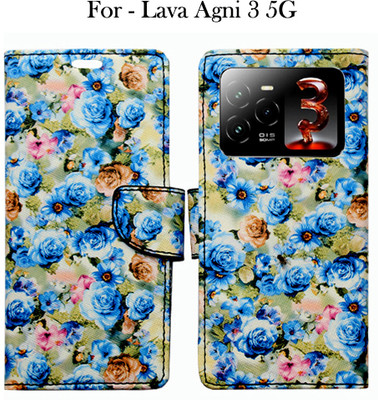 SHANNO Flip Cover for Lava Agni 3 5G(Blue, Pack of: 1)