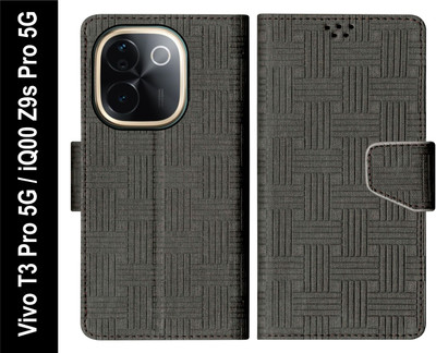 SBMS Flip Cover for Vivo T3 Pro 5G, iQOO Z9s Pro 5G Back Cover Case with Magnatic Closure(Black, Shock Proof, Pack of: 1)