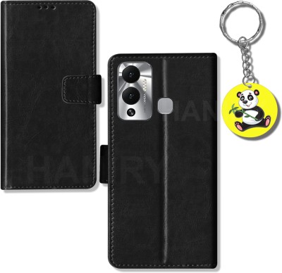 HANIRY Flip Cover for Infinix Hot 12 Play flip cover | X6816C flip cover | free Panda Keychain | Black(Black, Magnetic Case, Pack of: 1)