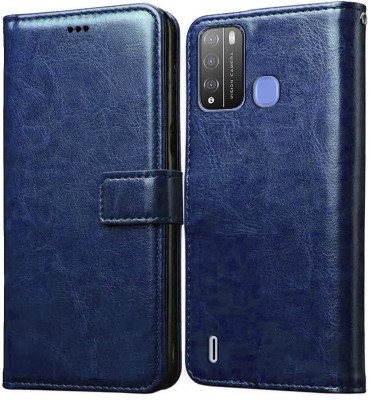 SUCH Flip Cover for Leather Flip Cover for itel Vision 1 Pro-L6502 (Blue, Shock Proof, Pack of: 1)(Blue, Camera Bump Protector)