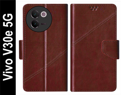 SBMS Flip Cover for Vivo V30e 5G Back Cover Case with Magnatic Closure | Inbuilt Stand | Card & Money Pocket(Brown, Shock Proof, Pack of: 1)
