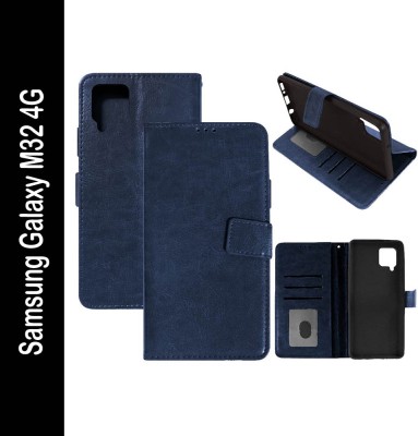 Flipkart SmartBuy Flip Cover for Samsung Galaxy M32 4G Leather Flip Cover(Blue, Pack of: 1)