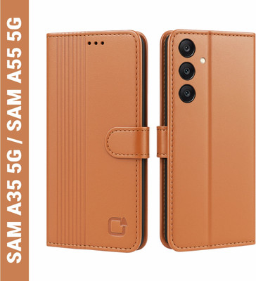AIBEX Flip Cover for Samsung Galaxy A35 5G / Samsung Galaxy A55 5G|Inbuilt Wallet & Card Slots|Premium Leather(Brown, Card Holder, Pack of: 1)