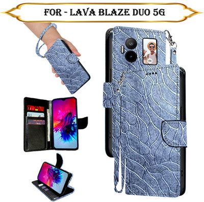 SALGO Flip Cover for Lava Blaze Duo 5G(Silver, Pack of: 1)