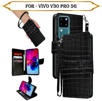 PARGO Flip Cover for Vivo V30 Pro 5G(Black, Pack of: 1)