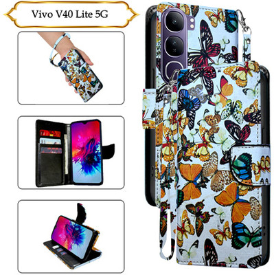 Cutemart Flip Cover for Vivo V40 Lite 5G(White, Pack of: 1)