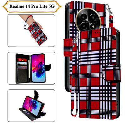 SALGO Flip Cover for Realme 14 Pro Lite 5G(Red, Pack of: 1)