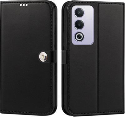 Lairon Flip Cover for OPPO A3 Pro 5G|Premium Leather Finish | Magnetic Closure |Kickstand Feature(Black, Dual Protection, Pack of: 1)