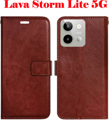 Vacko Flip Cover for Lava Storm Lite 5G(Brown, Pack of: 1)