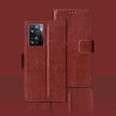 Kalua Mall Flip Cover for OPPO A57 2022(Maroon, Magnetic Case, Pack of: 1)