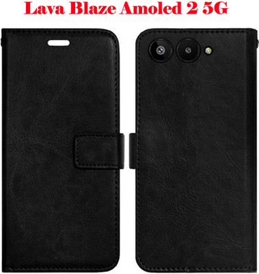 Vacko Flip Cover for Lava Blaze Amoled 2 5G(Black, Pack of: 1)