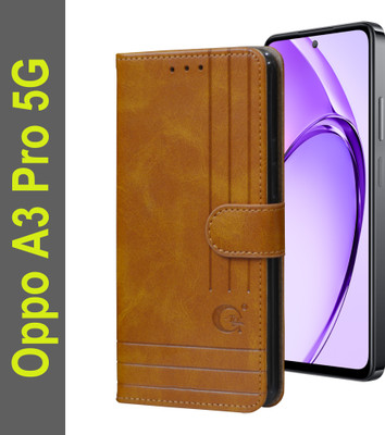 ICYNICS Flip Cover for oppo a3 pro 5g, Premium Leather Finish | Magnetic Closure | Kickstand Feature(Brown, Camera Bump Protector, Pack of: 1)