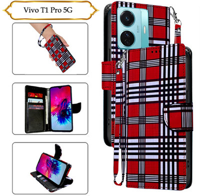 Asmart Flip Cover for Vivo T1 Pro 5G(Red, Pack of: 1)