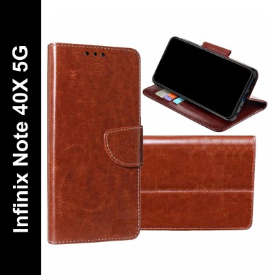 Manobal Flip Cover for Infinix Note 40X 5G(Brown, Camera Bump Protector, Pack of: 1)