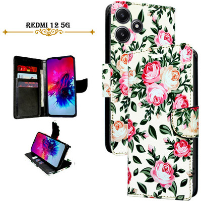 Cutemart Flip Cover for Redmi 12 5G(White, Pack of: 1)