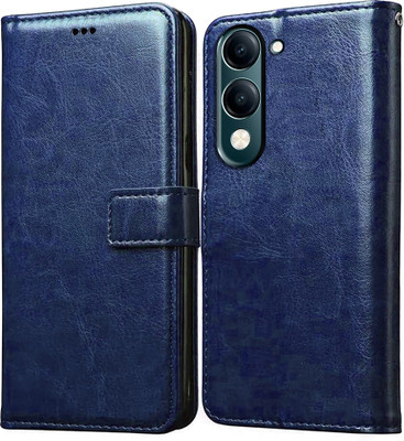 Casotec Flip Cover for Vivo Y04 4G, Vivo Y19e 4G, Vivo Y19 5G, Vivo Y29s 5G, Vivo T4 Lite 5G, iQOO Z10 Lite 5G(Blue, Pack of: 1)