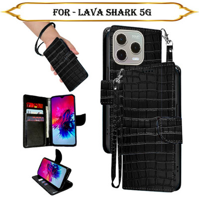 Cutemart Flip Cover for Lava Shark 5G(Black, Pack of: 1)