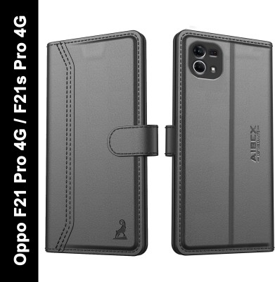 AIBEX Flip Cover for Oppo F21 Pro 4G / Oppo F21S Pro 5G|Vegan PU Leather |Foldable Stand & Pocket |Magnetic(Black, Cases with Holder, Pack of: 1)