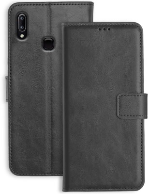 Genron Flip Cover for Vivo Y93(Black, Dual Protection, Pack of: 1)