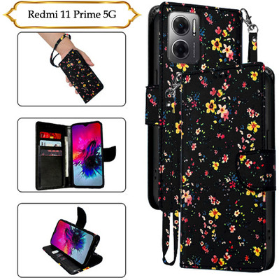 Cutemart Flip Cover for Redmi 11 Prime 5G(Black, Pack of: 1)