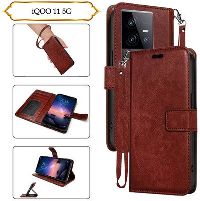 PARGO Flip Cover for iQOO 11 5G(Brown, Pack of: 1)