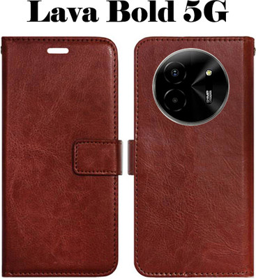 Toklot Flip Cover for Lava Bold 5G(Brown, Pack of: 1)