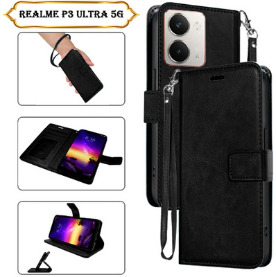 SALGO Flip Cover for Realme P3 Ultra 5G(Black, Pack of: 1)