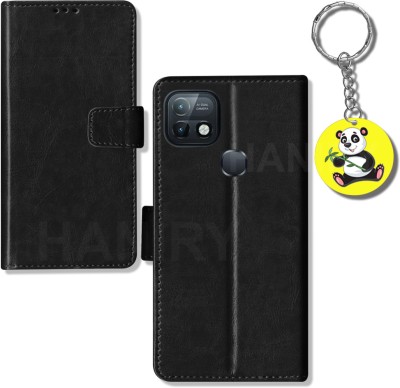 HANIRY Flip Cover for Infinix Hot 10i flip cover | X659B flip cover | free Panda Keychain | Black(Black, Magnetic Case, Pack of: 1)