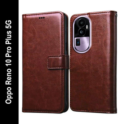 Casotec Flip Cover for Oppo Reno 10 Pro Plus 5G(Brown, Pack of: 1)