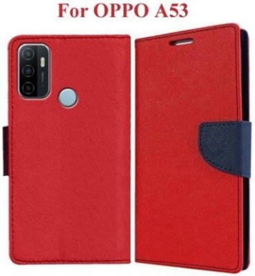 Aarov Flip Cover for Oppo A53, Oppo A53 2020(Red, Dual Protection, Pack of: 1)