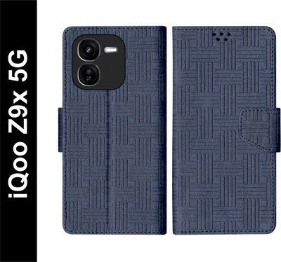 SBMS Flip Cover for iQoo Z9x 5G Back Cover Case with Magnatic Closure | Inbuilt Stand | Card & Money Pocket(Blue, Shock Proof, Pack of: 1)