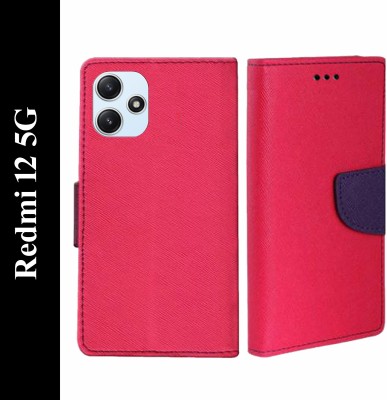 Wristlet Flip Cover for Redmi 12 5G(Pink, Cases with Holder, Pack of: 1)