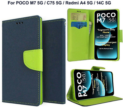 Carnage Flip Cover for POCO M7 5G, POCO C75 5G, Redmi A4 5G, Redmi 14C 5G(Blue, Cases with Holder, Pack of: 1)