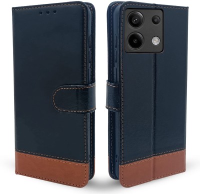 SESS XUSIVE Flip Cover for Mi Redmi Note 13 Pro 5G -Dual-Color Leather Finish Wallet - Black & Brown(Multicolor, Dual Protection)