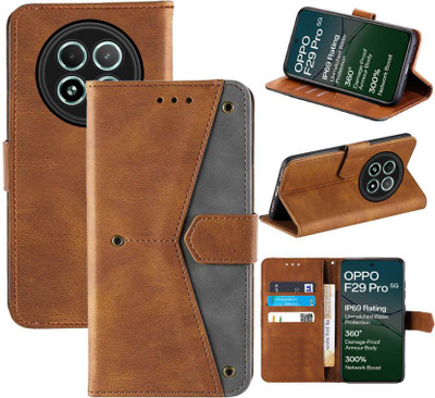 Aaghosh Flip Cover for OPPO F29 Pro 5G(Brown, Shock Proof, Pack of: 1)