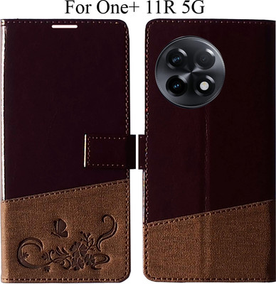 MYSHANZ Flip Cover for OnePlus 11R 5G(Brown, Magnetic Case)