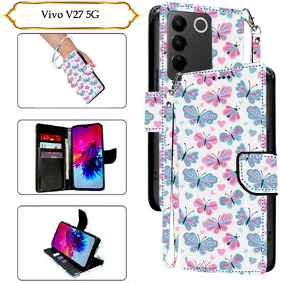 Cutemart Flip Cover for Vivo V27 5G(White, Pack of: 1)