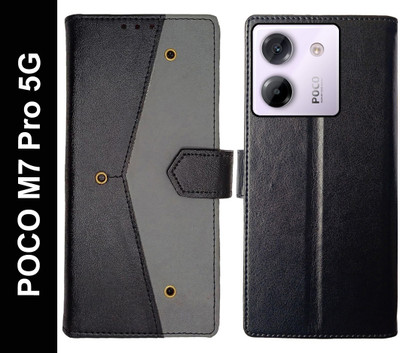 Openbuy Flip Cover for POCO M7 Pro 5G(Black, Magnetic Case, Pack of: 1)