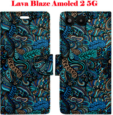 SHANNO Flip Cover for Lava Blaze Amoled 2 5G(Blue, Pack of: 1)