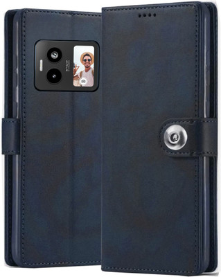 GoPerfect Wallet Case Cover for Lava Blaze Duo 5G , Limited Edition Business Series Flip Back Cover Case(Blue, Magnetic Case, Pack of: 1)