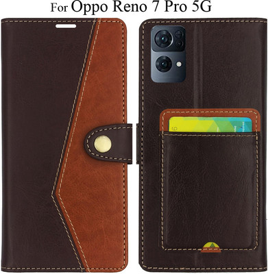 MYSHANZ Flip Cover for Oppo Reno 7 pro 5G(Brown, Magnetic Case)