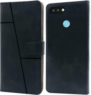 spaziogold Flip Cover for OPPO F9 Pro(Premium Leather Material | Built-in Stand | Card Slots and Wallet)(Black, Dual Protection, Pack of: 1)