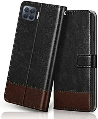 Winkel Flip Cover for OPPO F17 PRO(Black, Brown, Cases with Holder, Pack of: 1)