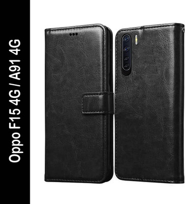 Casotec Flip Cover for Oppo F15, Oppo A91(Black, Pack of: 1)