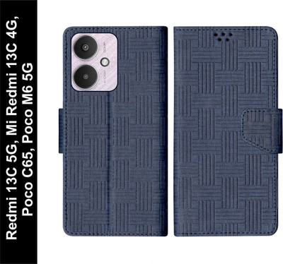 SBMS Flip Cover for Mi Redmi 13C 5G / Mi Redmi 13C 4G / Poco C65 / Poco M6 5G Back Cover Case(Blue, Shock Proof, Pack of: 1)