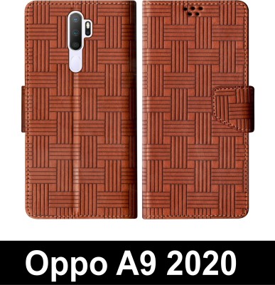 korumacase Flip Cover for Oppo A9 2020(Brown, Shock Proof, Pack of: 1)