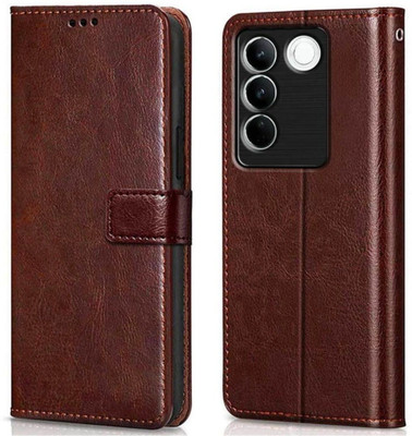 arrise Flip Cover for Vivo V27(Brown, Dual Protection, Pack of: 1)