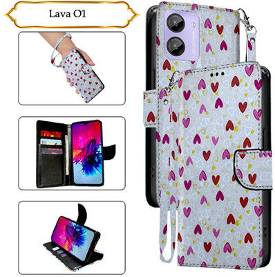 SALGO Flip Cover for Lava O1(White, Pack of: 1)