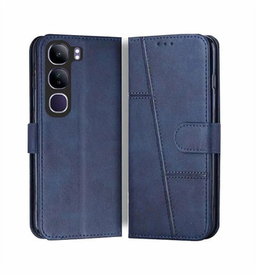 FoneShield Flip Cover for Vivo Y31 5G / Vivo Y29 5G, |Premium Leather| Built-in Stand| Card Slots & Wallet(Blue, Magnetic Case, Pack of: 1)